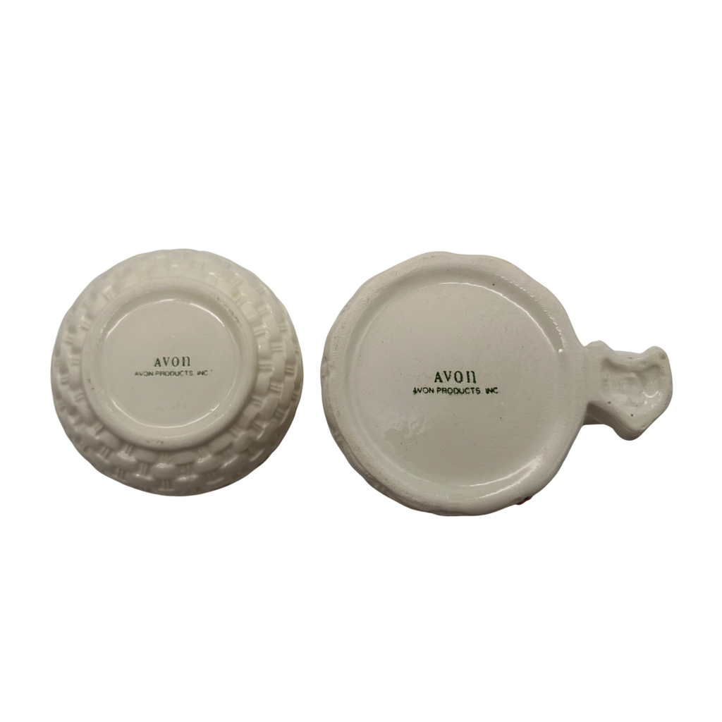 Avon Gift Collection Bunny Basketweave Sugar Bowl and Creamer Set