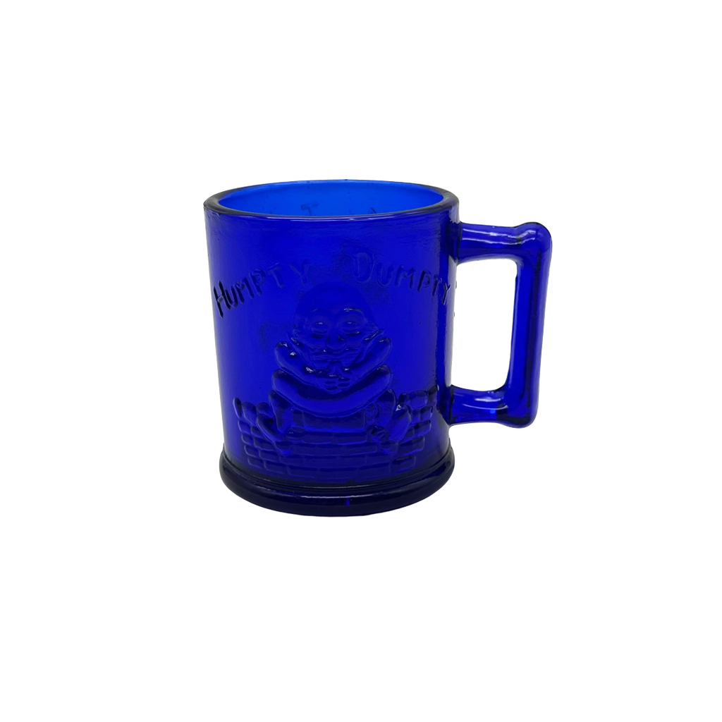 Indiana Glass Co Tiara Cobalt Blue Humpty Dumpty Tom Tom the Piper’s Son Child’s Mug