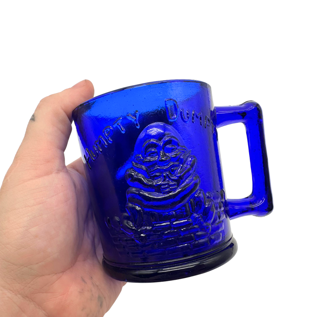 Indiana Glass Co Tiara Cobalt Blue Humpty Dumpty Tom Tom the Piper’s Son Child’s Mug