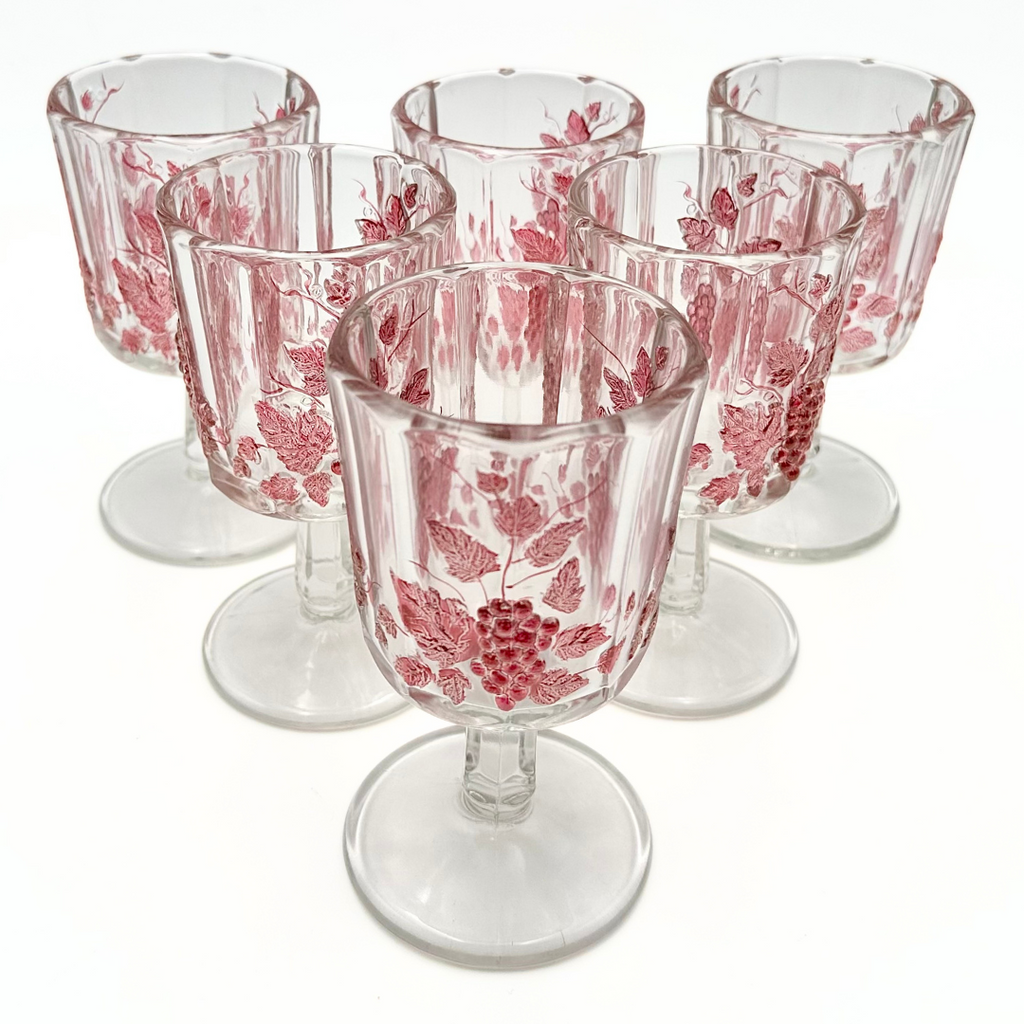 Westmoreland Ruby Flashed Paneled Grape Glass 14-Piece Set