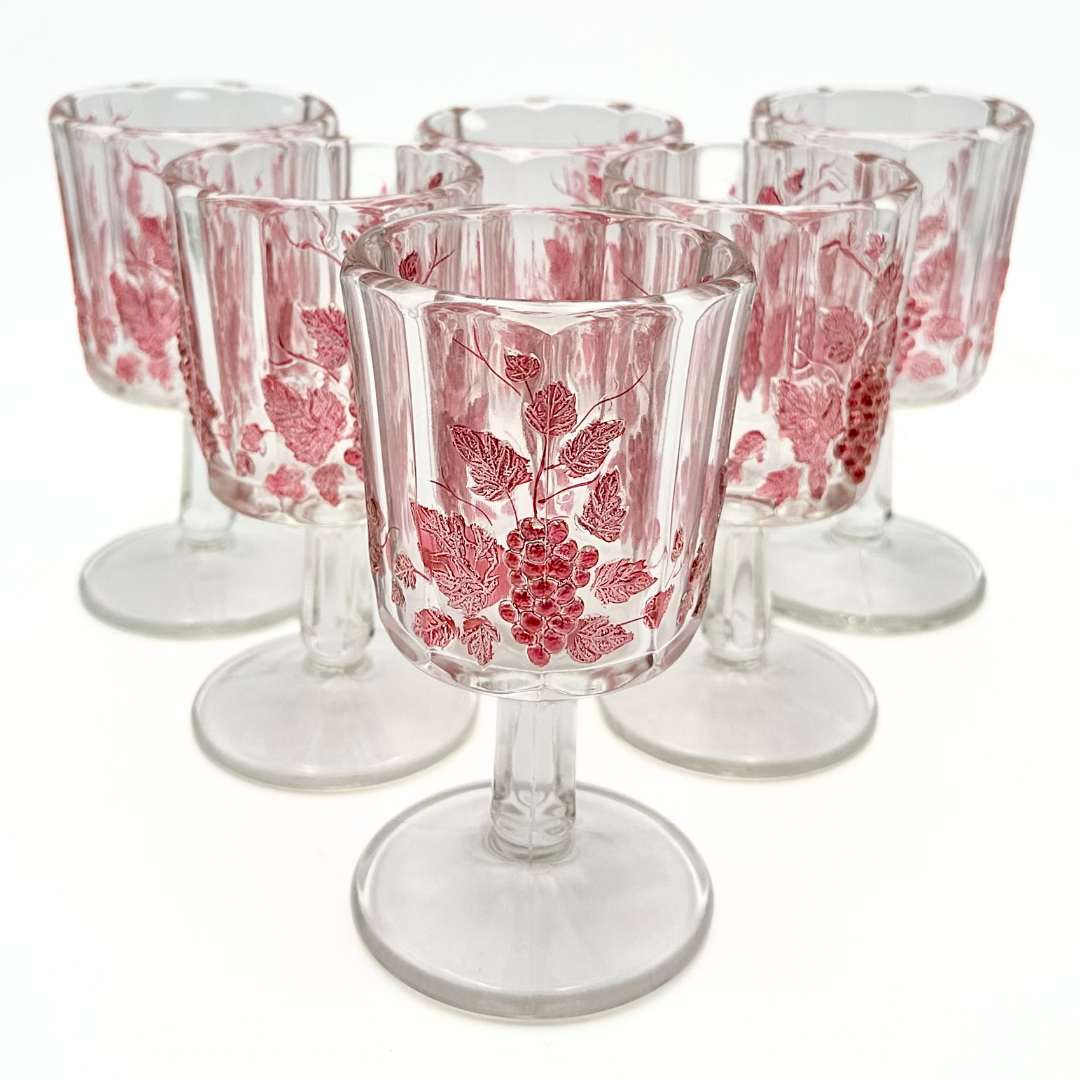 Westmoreland Ruby Flashed Paneled Grape Glass 14-Piece Set