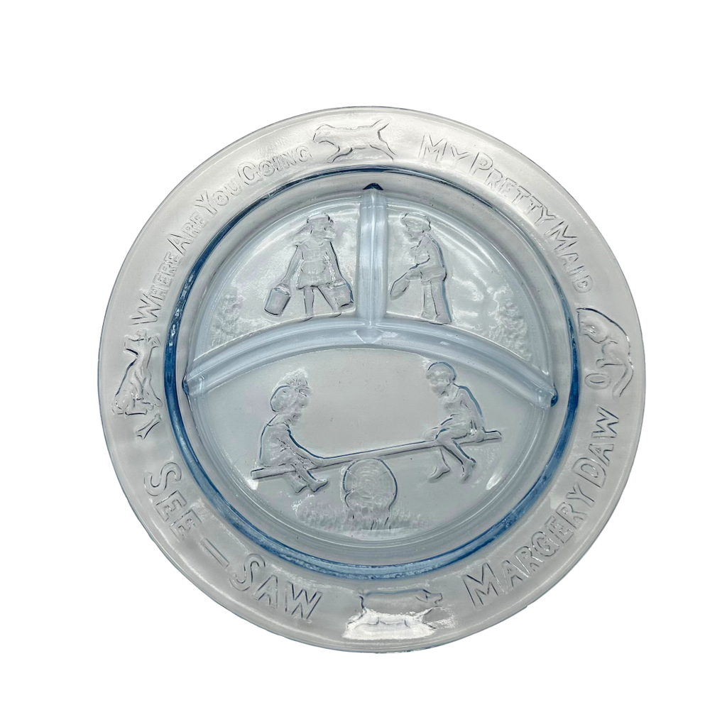 Indiana Glass Co Tiara Ice Blue Nursery Rhyme Children’s 3-Piece Set