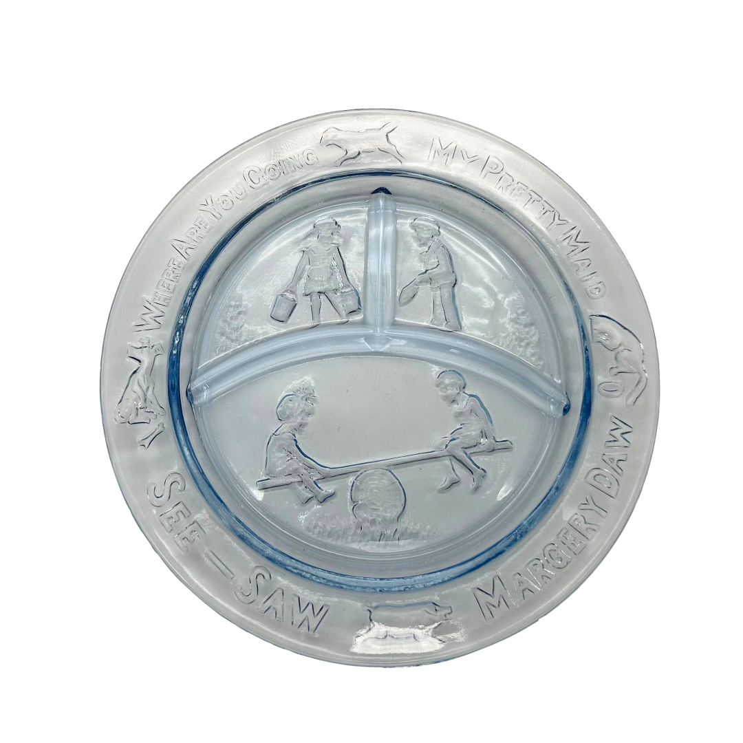 Indiana Glass Co Tiara Ice Blue Nursery Rhyme Children’s 3-Piece Set