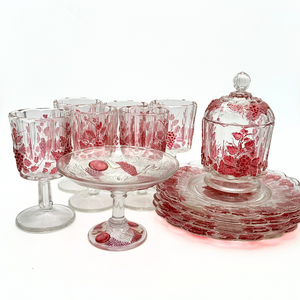 Westmoreland Ruby Flashed Paneled Grape Glass 14-Piece Set
