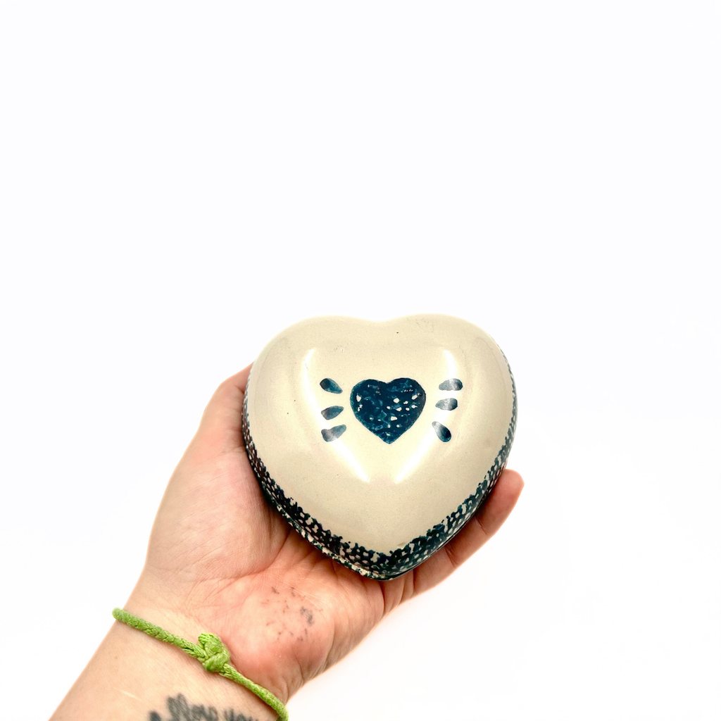 Marshall Pottery Heart Shaped Lidded Trinket Box