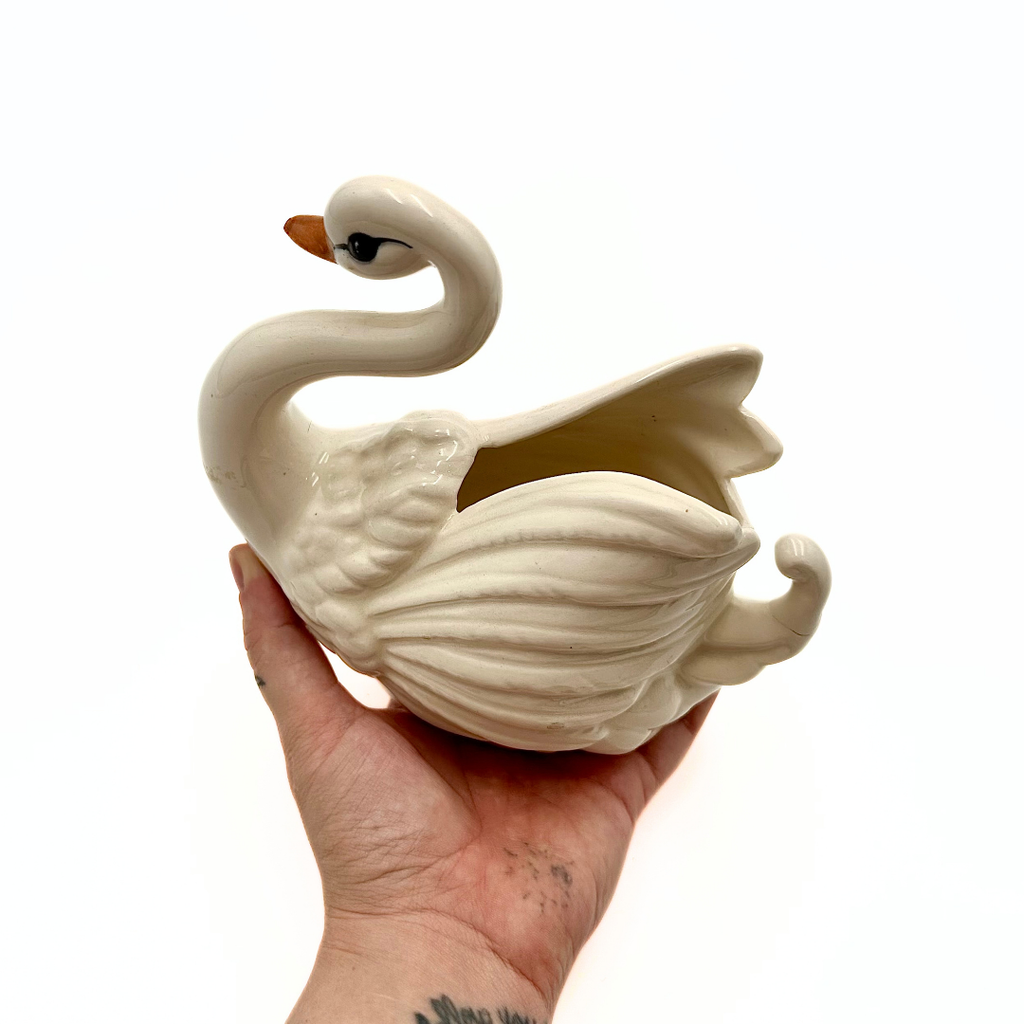 Vintage Ceramic Swan Planter