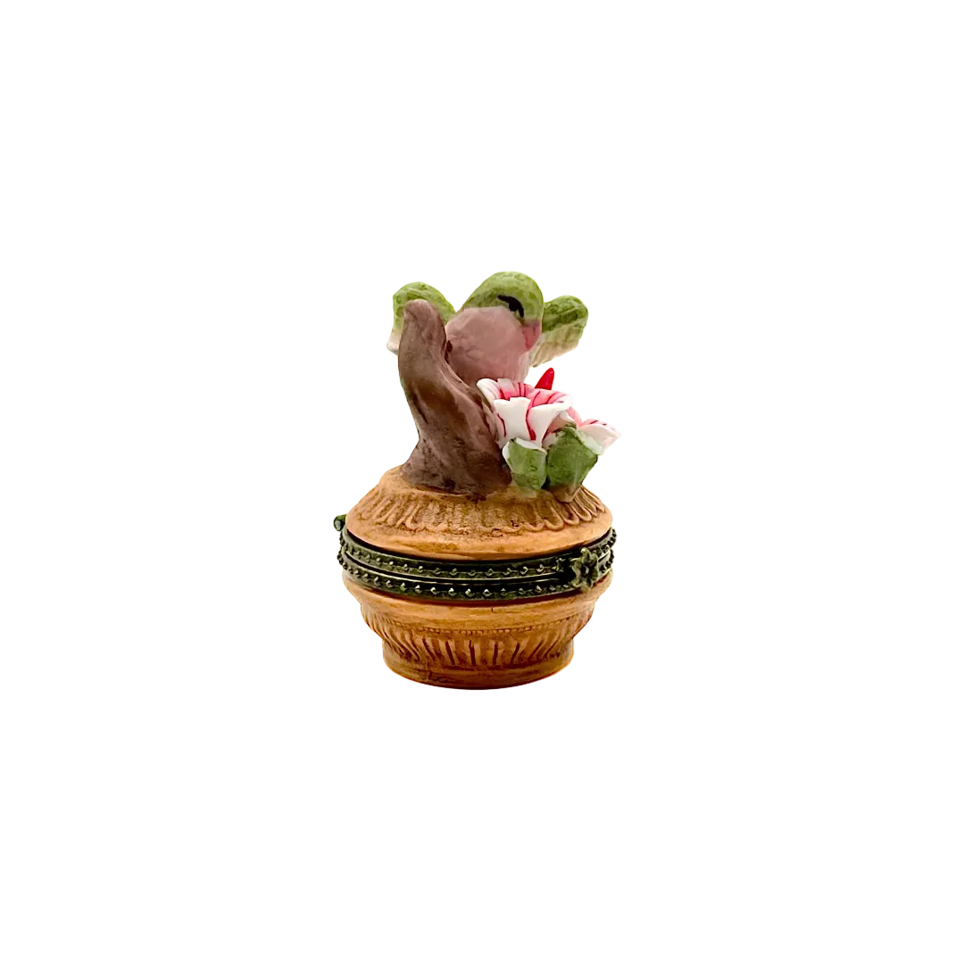 Limoges Style Porcelain Hummingbird Trinket Box