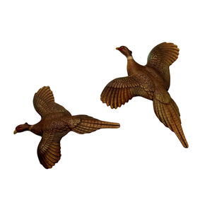 Vintage Mid Century Flying Pheasant Wall Plaques Pair