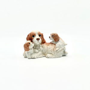 Homco Spaniel with Two Puppies Figurine