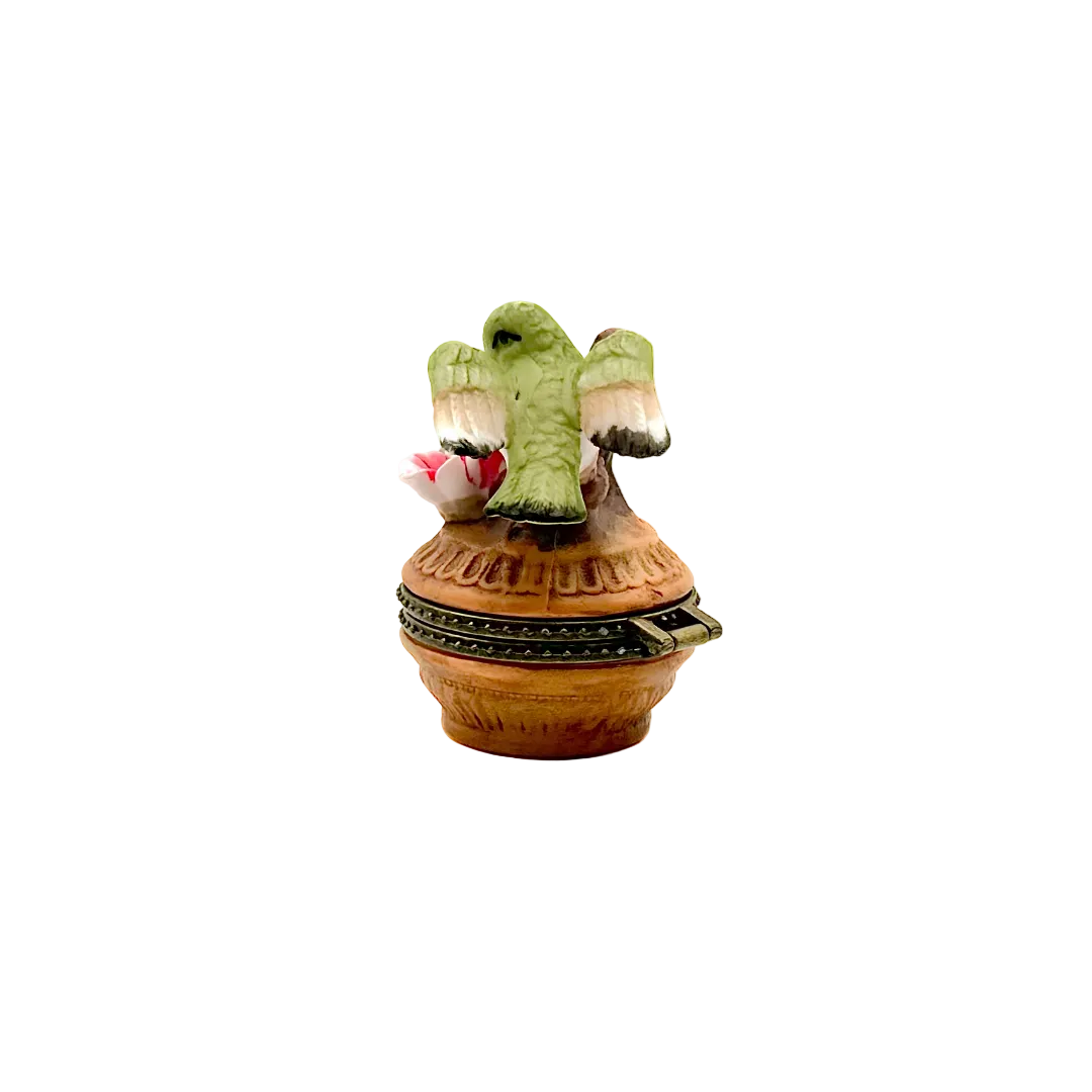Limoges Style Porcelain Hummingbird Trinket Box