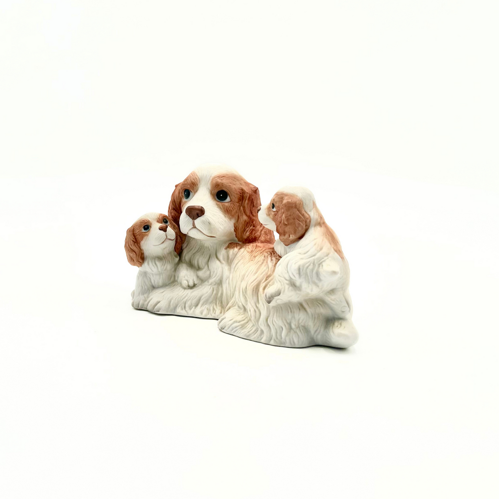Homco Spaniel with Two Puppies Figurine