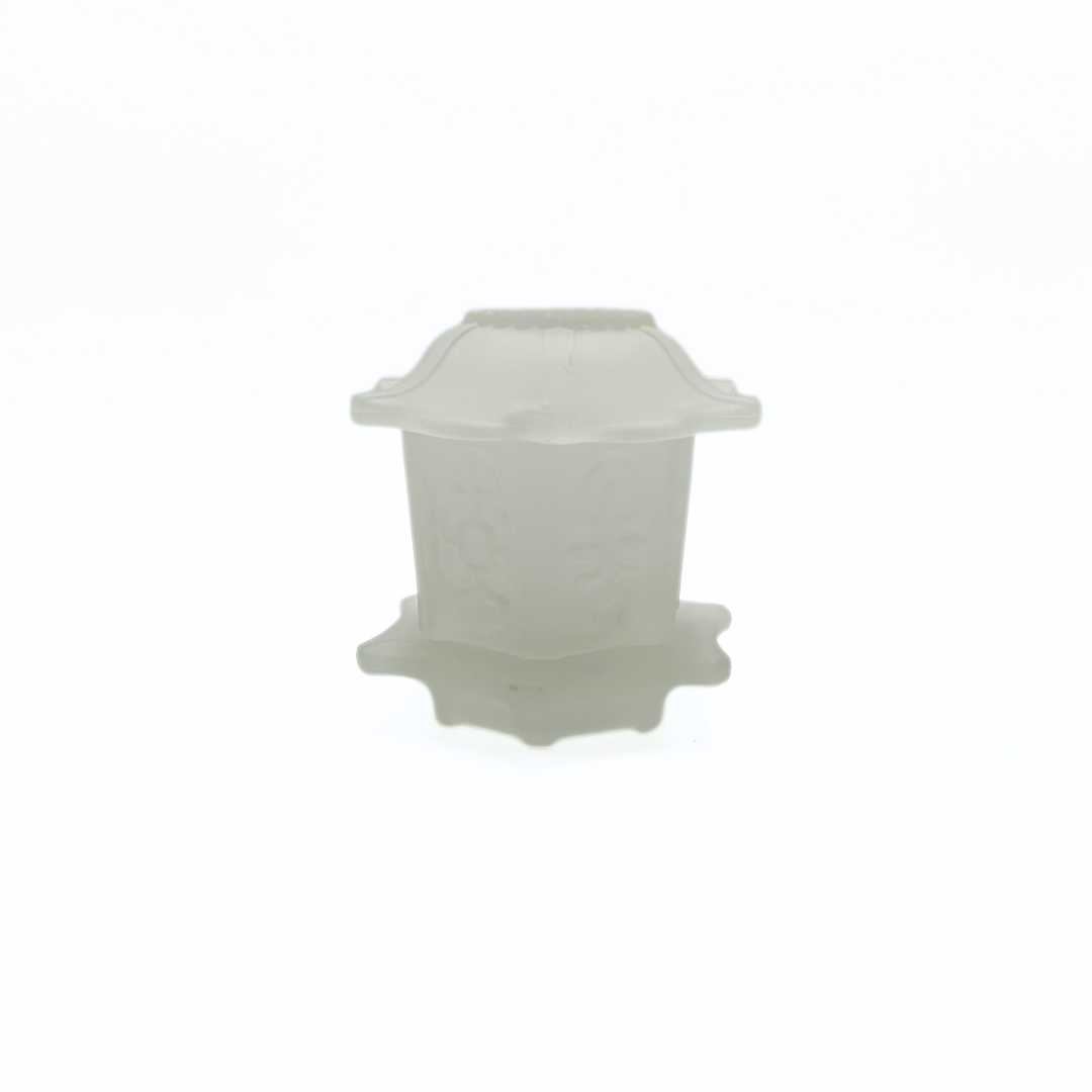 Homco White Satin Glass Pagoda Fairy Lamp