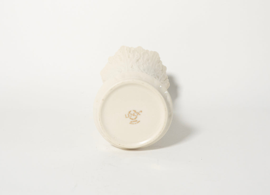 Lenox Ivory Porcelain Vase, Embossed Scroll Design