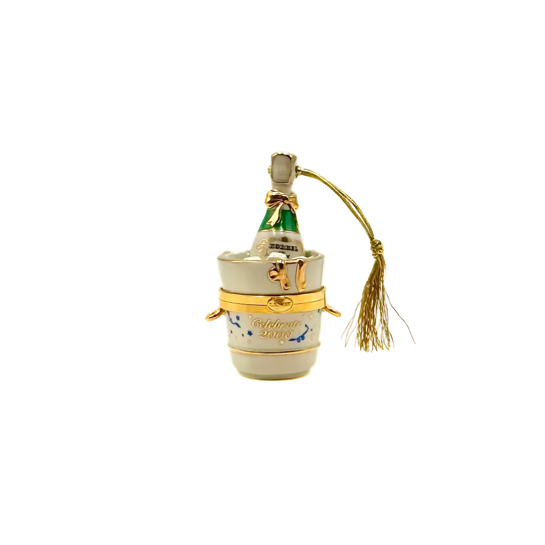 Lenox 2000 "Celebrate" Champagne Bottle & Ice Bucket Hinged Trinket Box
