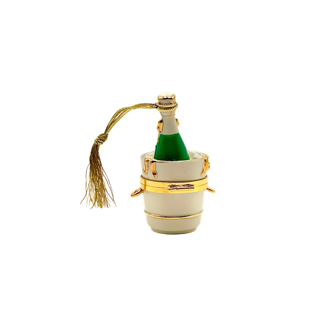 Lenox 2000 "Celebrate" Champagne Bottle & Ice Bucket Hinged Trinket Box