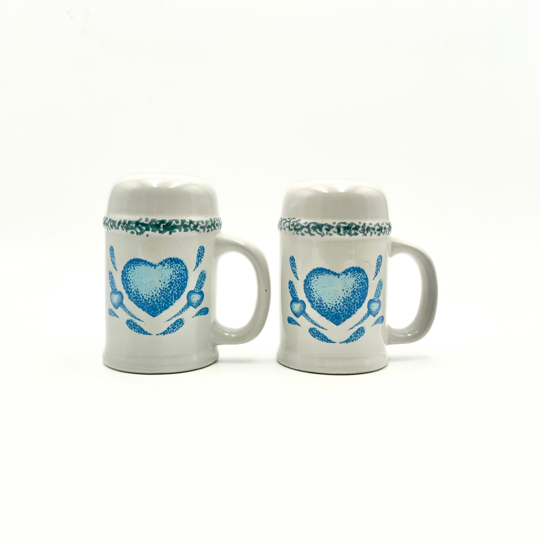 Corelle Blue Hearts Ceramic Salt & Pepper Shakers