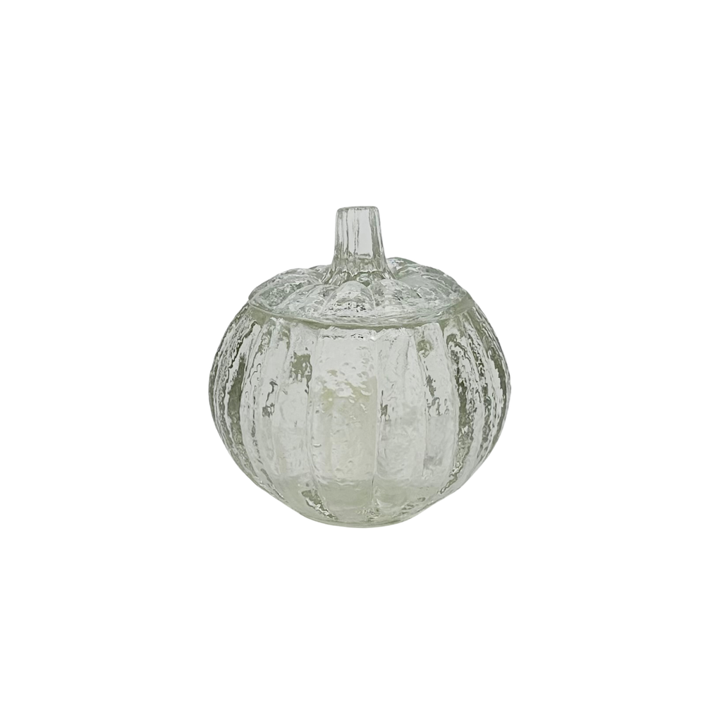Avon Fall Harvest Glow Clear Glass Pumpkin Jar with Lid
