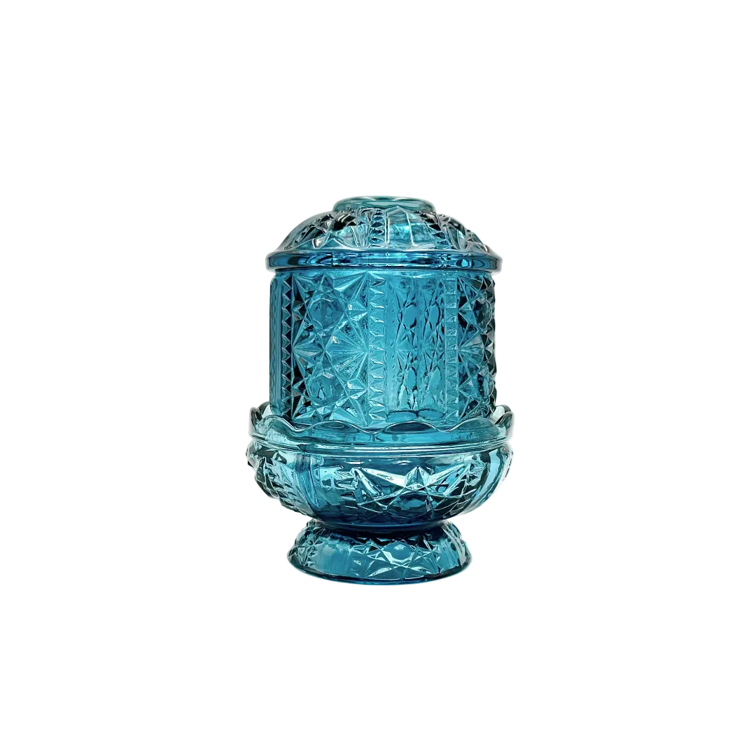 Indiana Glass Co Stars and Bars Colonial Blue Fairy Lamp