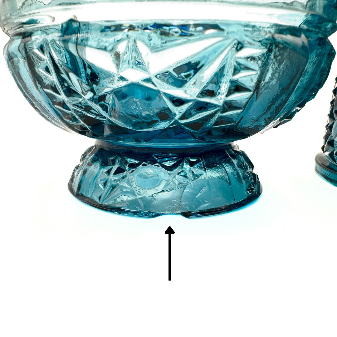 Indiana Glass Co Stars and Bars Colonial Blue Fairy Lamp