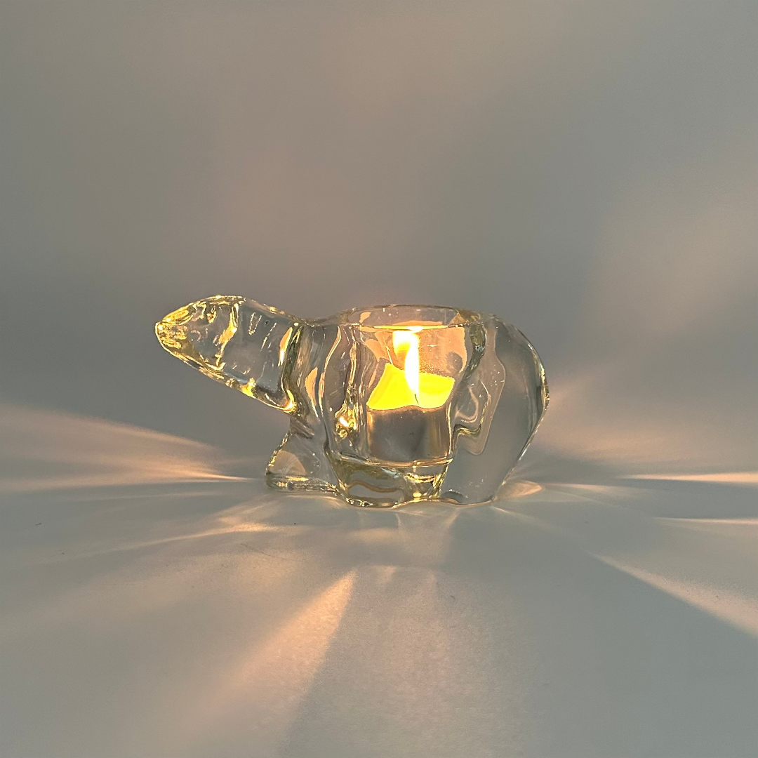Indiana Glass Candle Lane Critters Polar Bear Votive Candle Holder