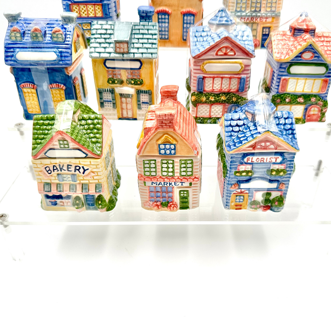 Avon Cottage Collection Ceramic Spice Houses, Set of 10