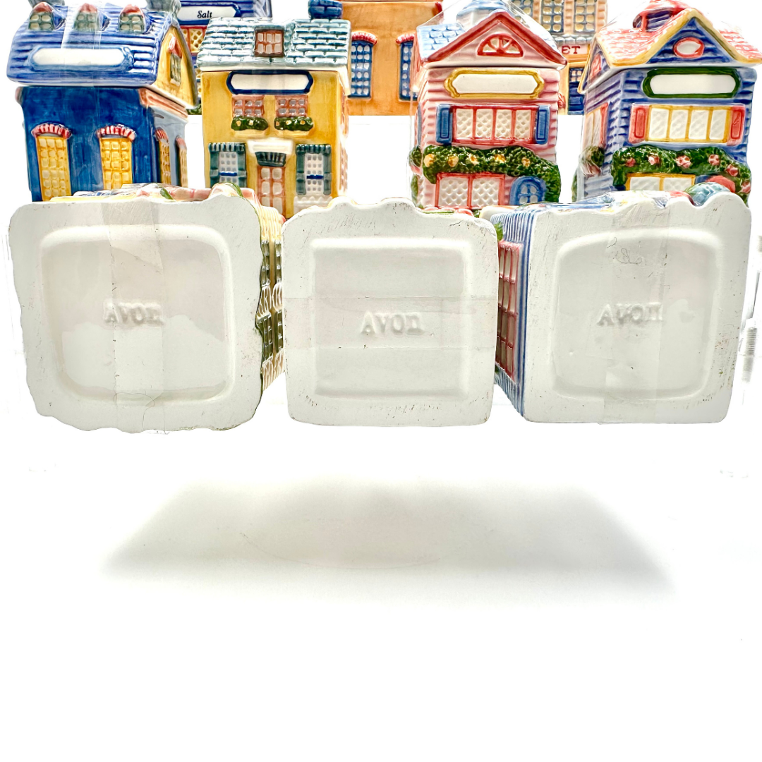 Avon Cottage Collection Ceramic Spice Houses, Set of 10