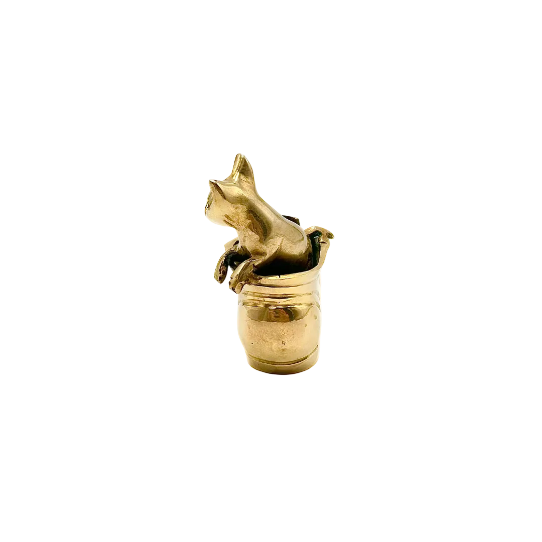 Brass Kitten in Shoe Figurine