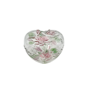 Studio Nova Rose Embossed Glass Heart Trinket Box