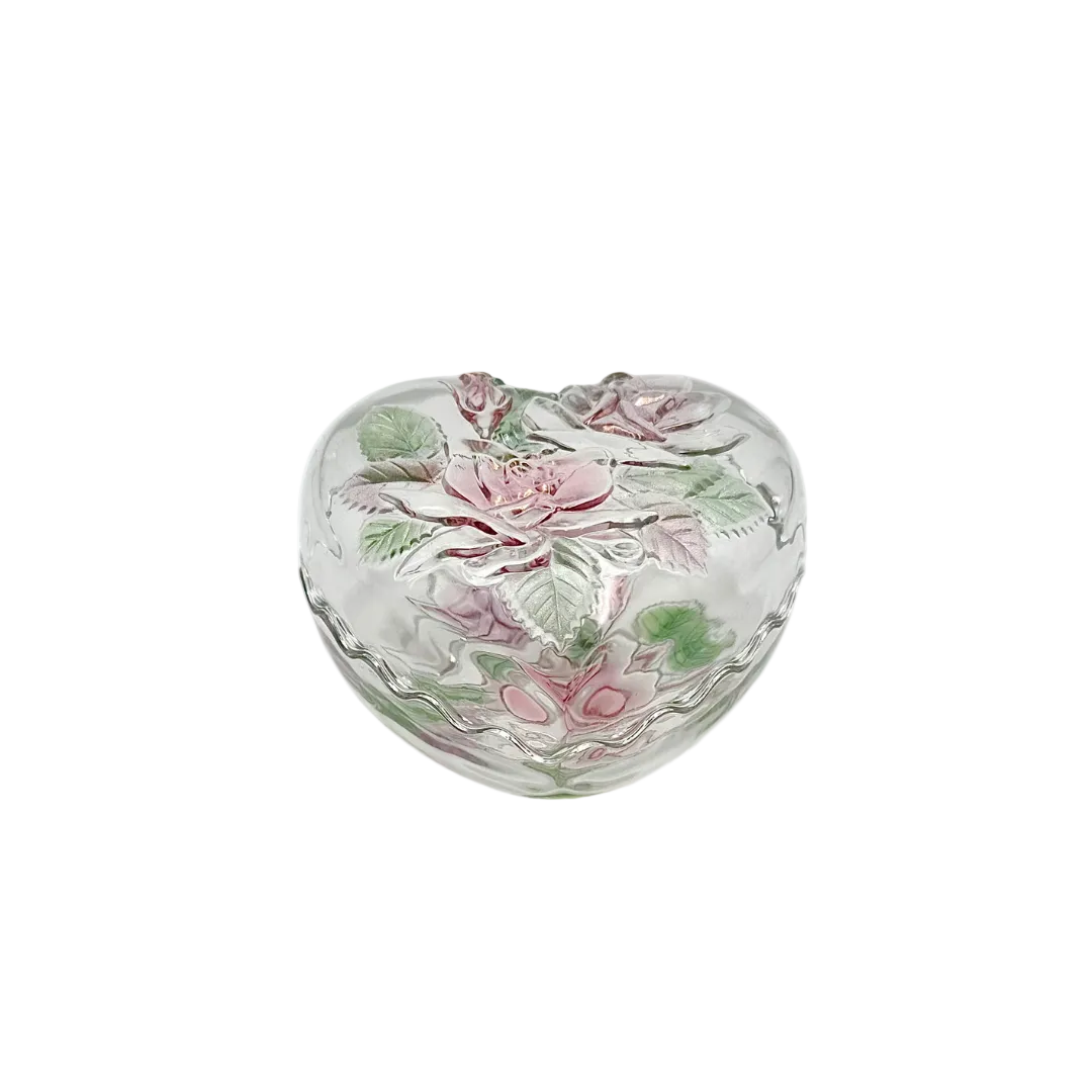 Studio Nova Rose Embossed Glass Heart Trinket Box