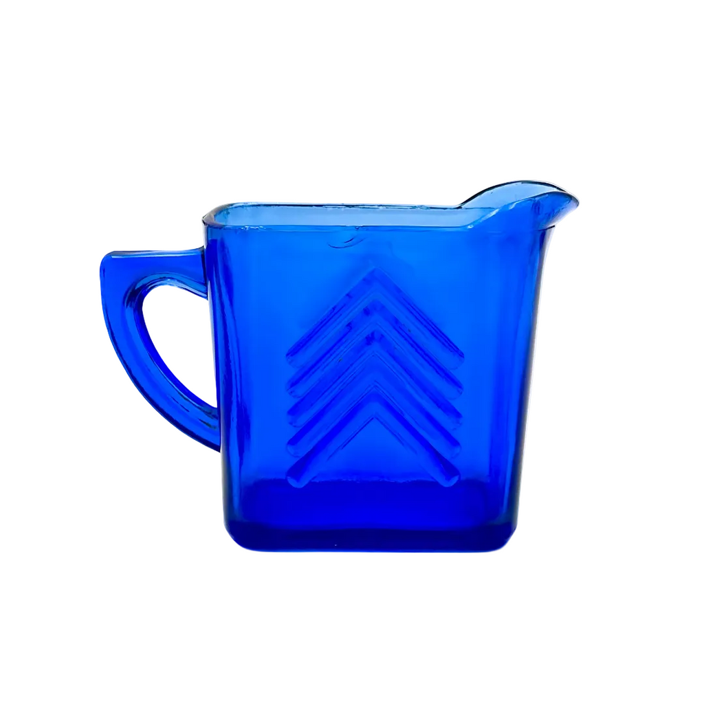 Hazel Atlas Chevron Cobalt Blue Depression Glass Creamer