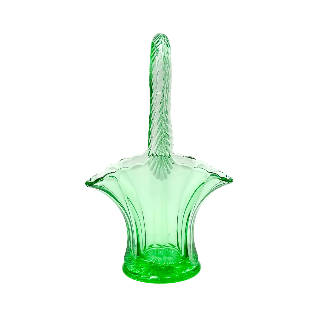 Westmoreland Green Depression Glass Brides Basket