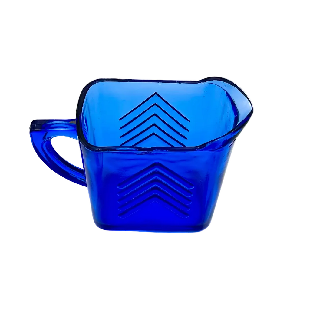Hazel Atlas Chevron Cobalt Blue Depression Glass Creamer