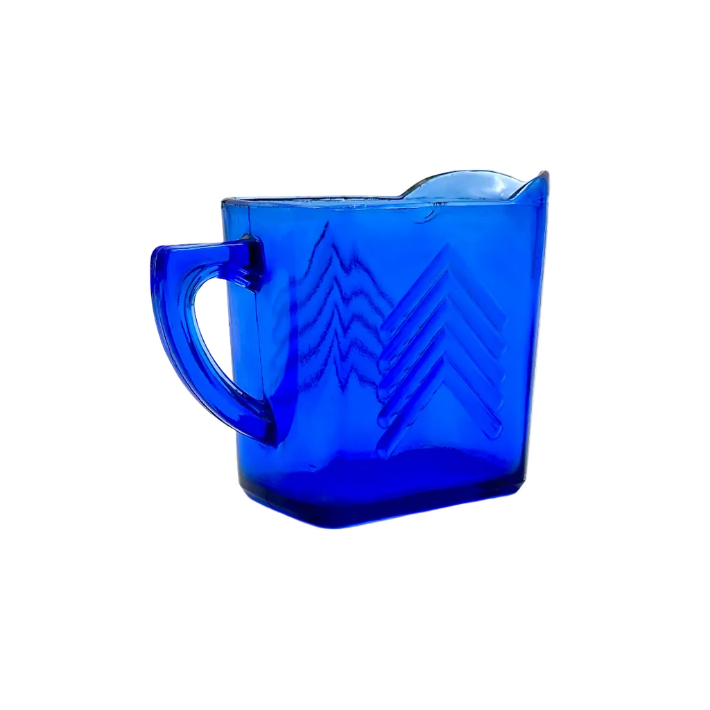 Hazel Atlas Chevron Cobalt Blue Depression Glass Creamer