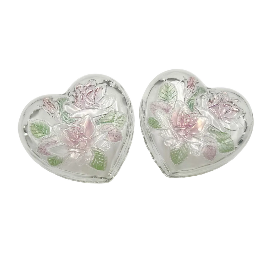 Studio Nova Rose Embossed Glass Heart Trinket Box