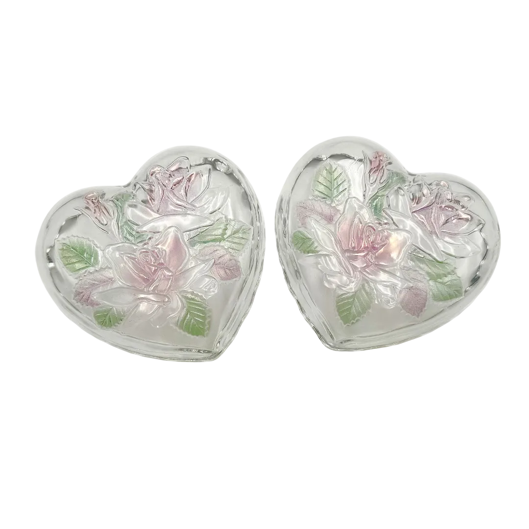 Studio Nova Rose Embossed Glass Heart Trinket Box