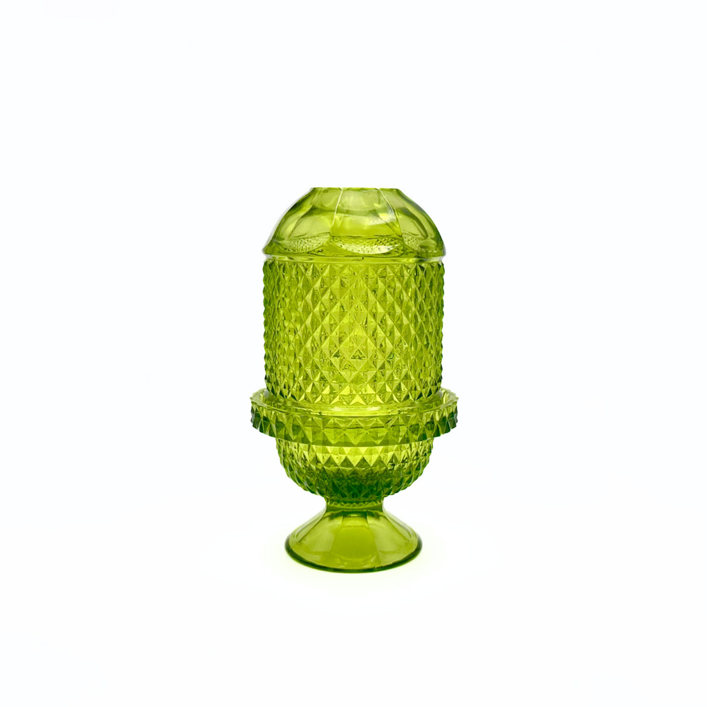 Viking Glass Green Diamond Point Fairy Lamp