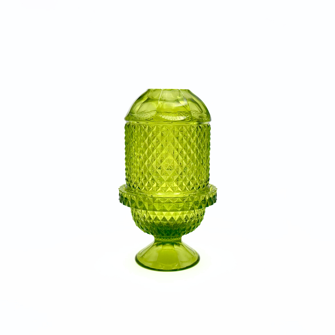 Viking Glass Green Diamond Point Fairy Lamp