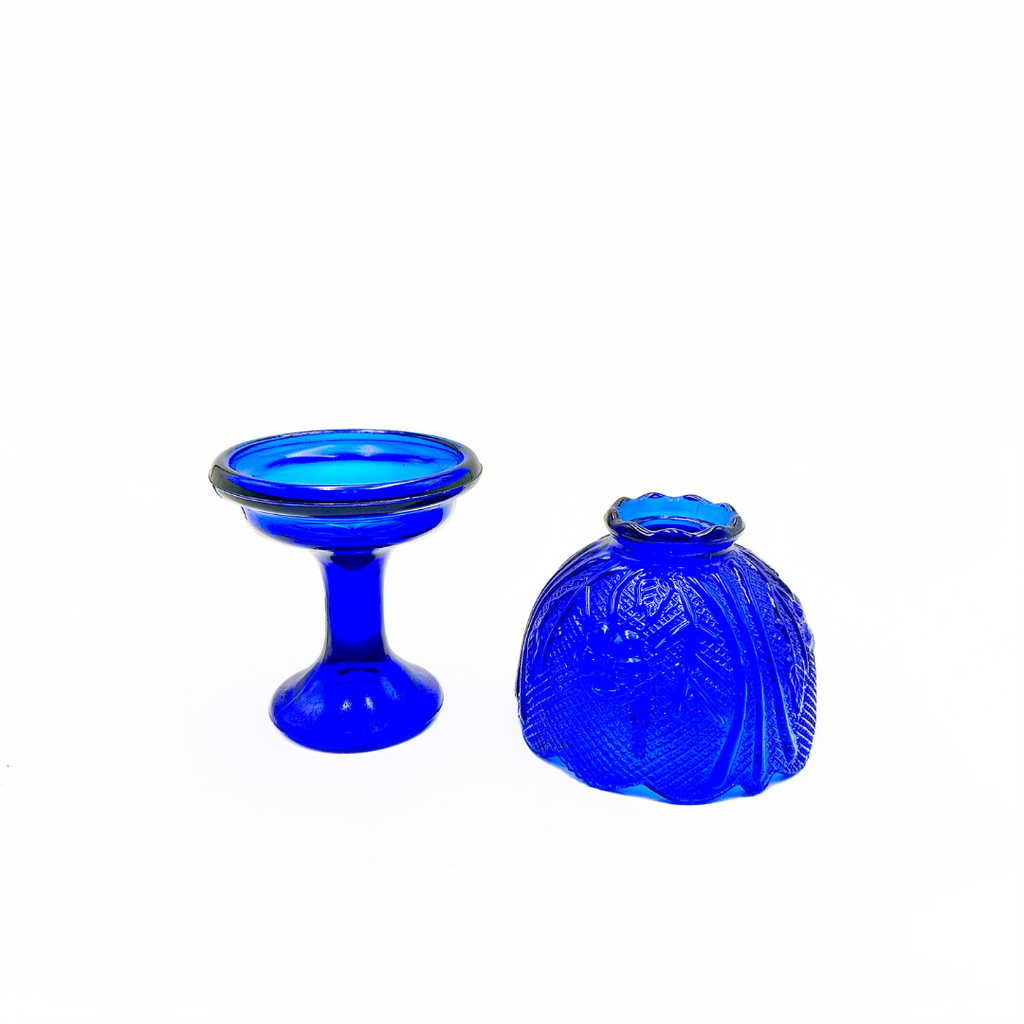 Indiana Glass Co Cobalt Blue Chantilly Fairy Lamp