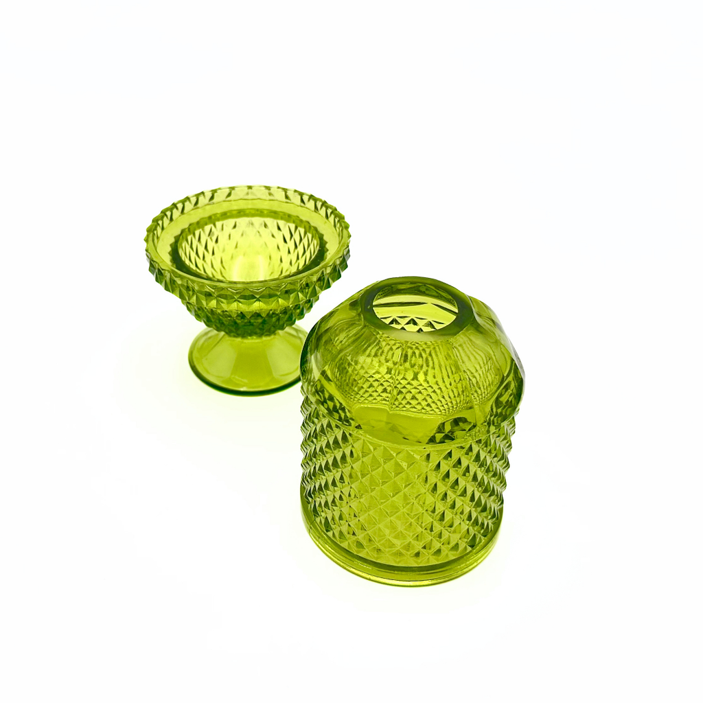 Viking Glass Green Diamond Point Fairy Lamp