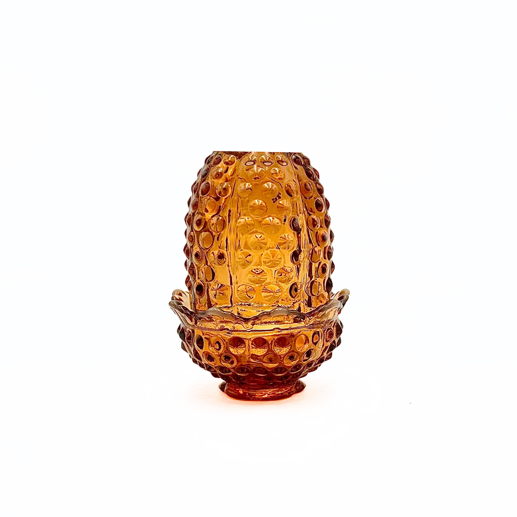 Fenton Amber Opalescent Hobnail Fairy Lamp