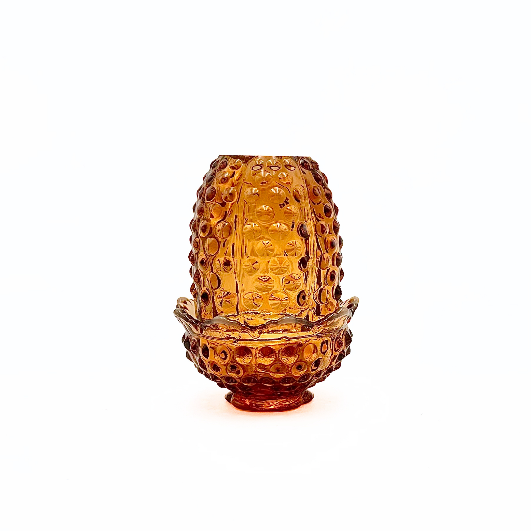 Fenton Amber Opalescent Hobnail Fairy Lamp
