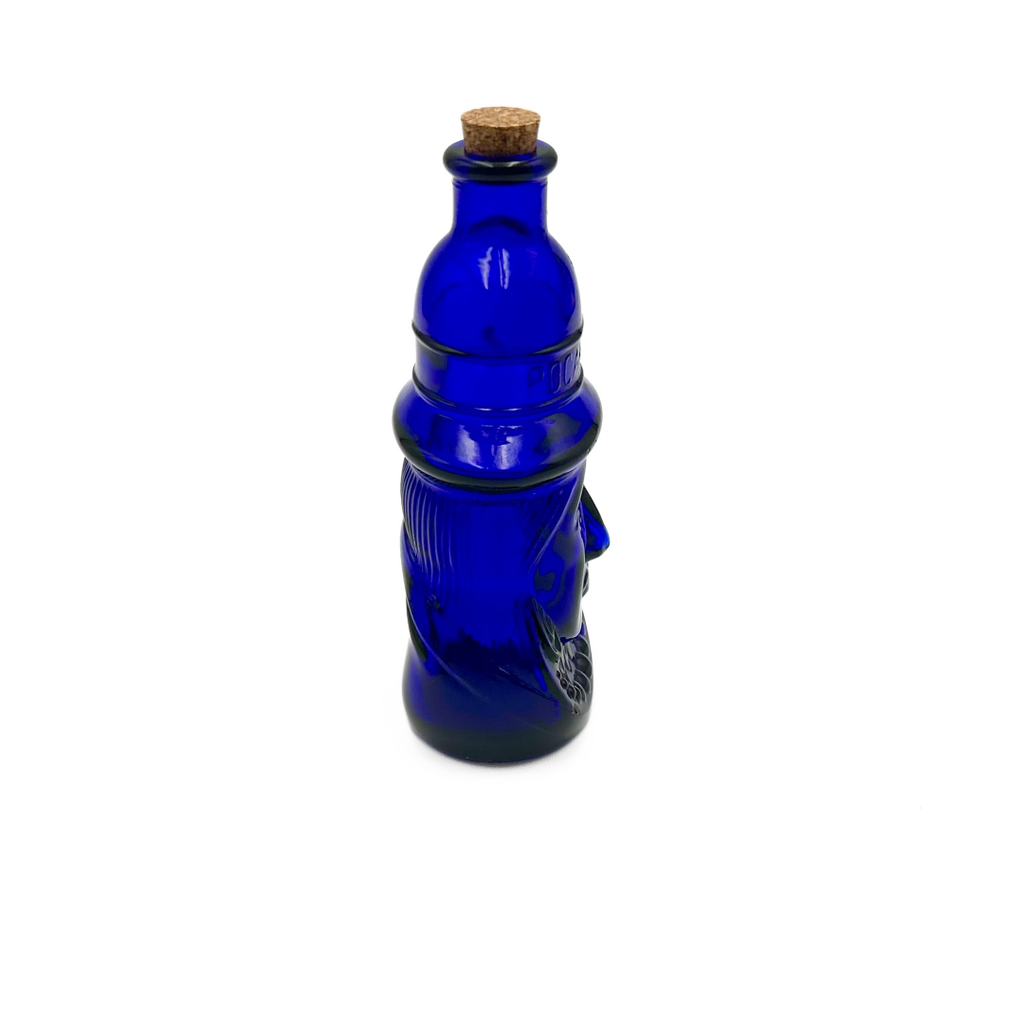 Wheaton NJ Cobalt Blue Glass Pocahontas Figural Bottle with Cork