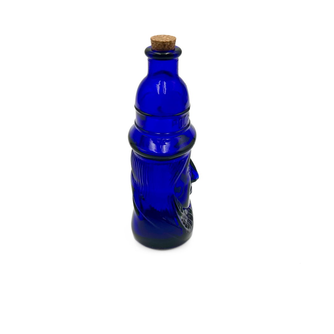 Wheaton NJ Cobalt Blue Glass Pocahontas Figural Bottle with Cork