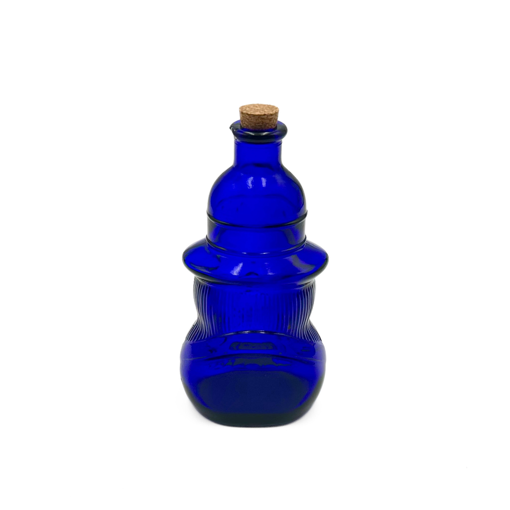 Wheaton NJ Cobalt Blue Glass Pocahontas Figural Bottle with Cork