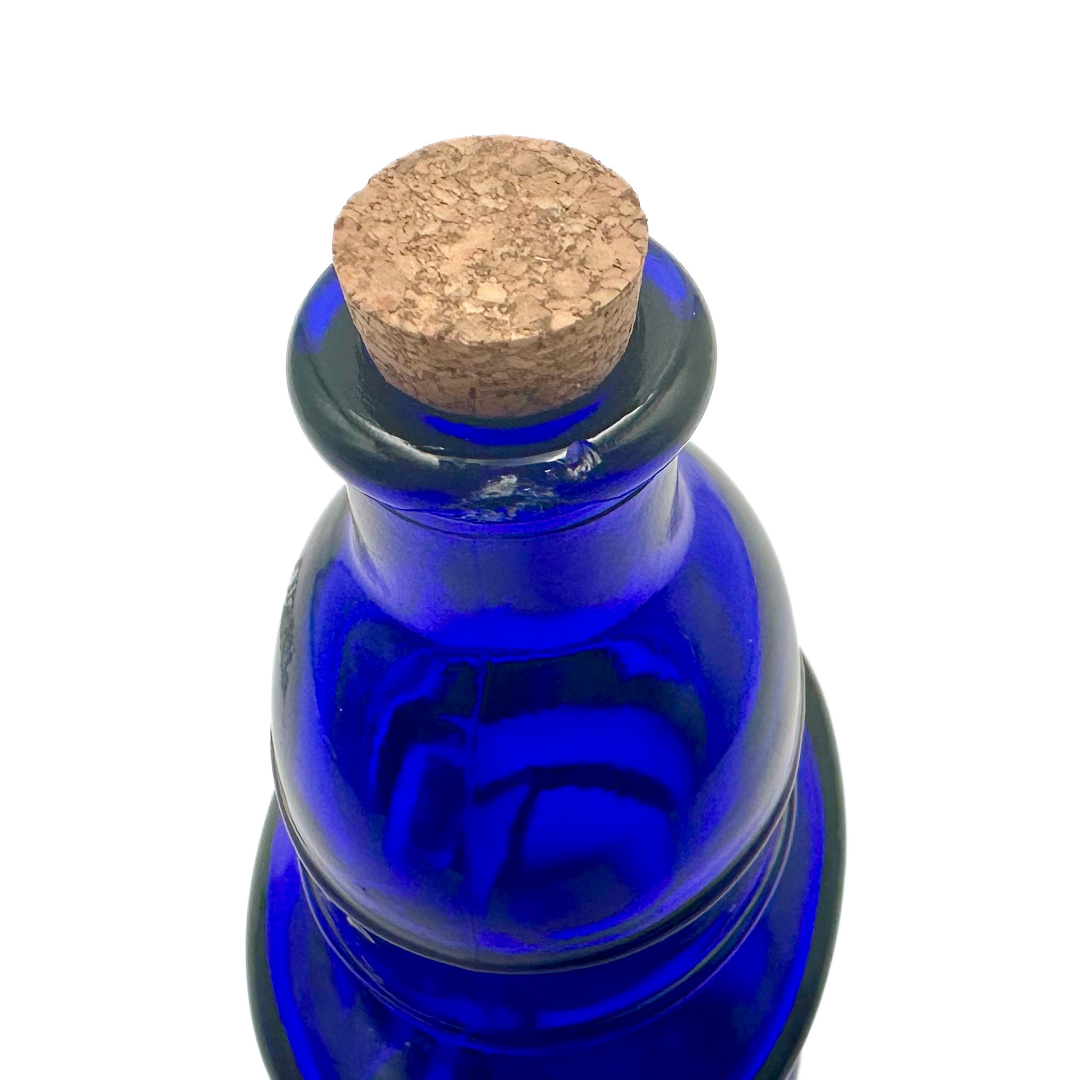 Wheaton NJ Cobalt Blue Glass Pocahontas Figural Bottle with Cork