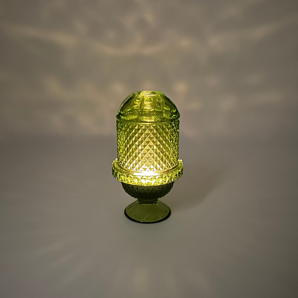 Viking Glass Green Diamond Point Fairy Lamp