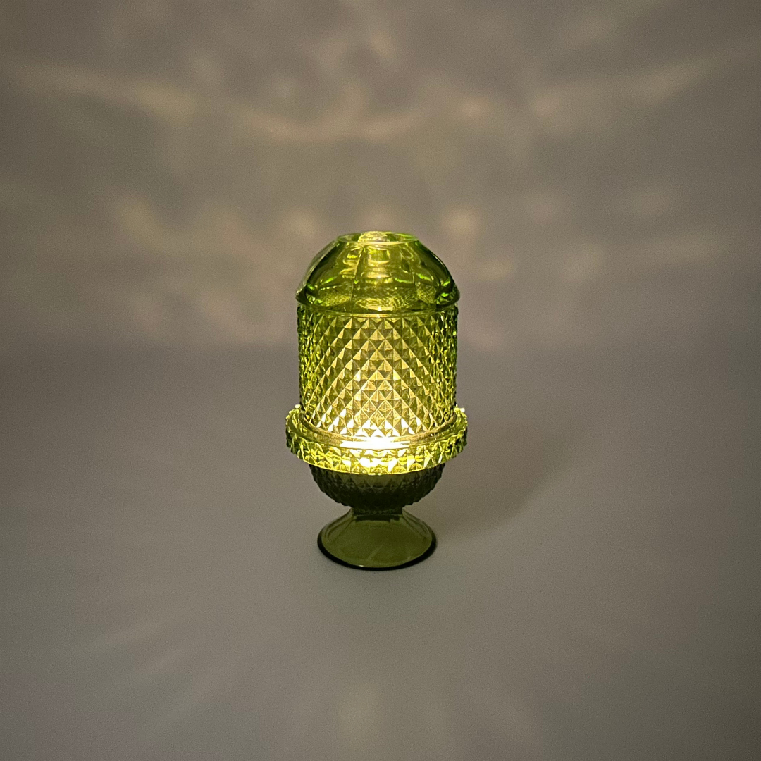 Viking Glass Green Diamond Point Fairy Lamp