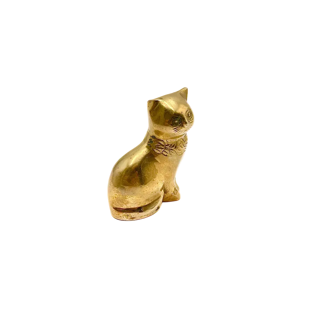 Brass Sitting Cat Figurine