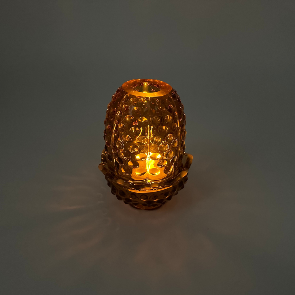 Fenton Amber Opalescent Hobnail Fairy Lamp