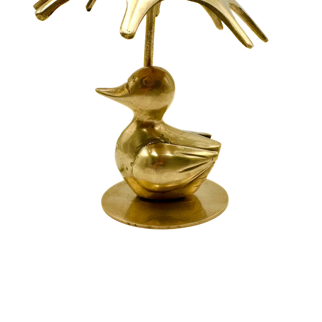 Brass Duck with Umbrella Figurine